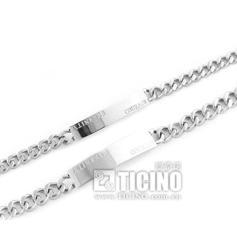 TICINO缇奇诺品牌永恒的勇气精钢情侣手镯定情信物饰品激光刻字