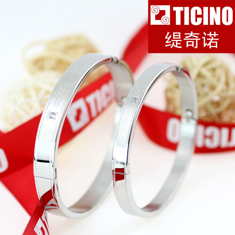 TICINO缇奇诺热销礼品精钢韩版简约经典镶嵌手镯不褪色饰品
