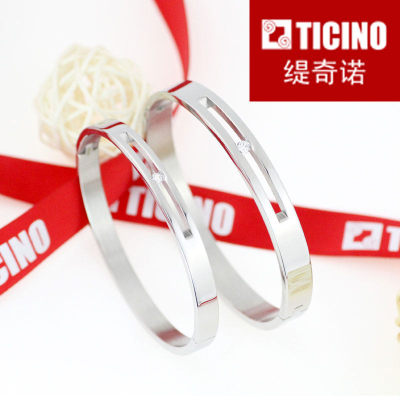 TICINO缇奇诺热销礼品精钢韩版简约经典镶嵌手镯不褪色饰品