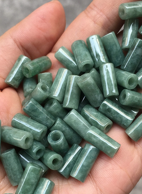 21117玉琳阁 缅甸玉天然A货翡翠玉DIY配件用加长款路路通管珠玉管