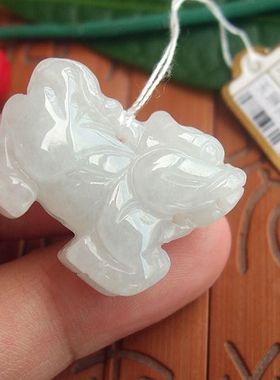 70931天然A货翡翠玉 立体款玉麒麟吊坠 缅甸玉实物拍图玉琳阁翡翠