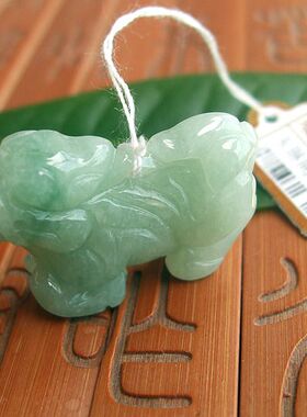 70926天然A货翡翠玉 立体款玉麒麟吊坠 缅甸玉实物拍图玉琳阁翡翠
