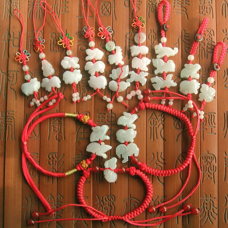 20587-11包真 天然翡翠玉A货缅甸玉十二生肖挂饰百解加生肖三合六