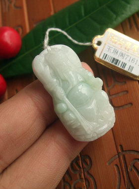 71611包真假一赔三天然翡翠玉A货财神大刀关公小吊坠缅甸玉实拍图