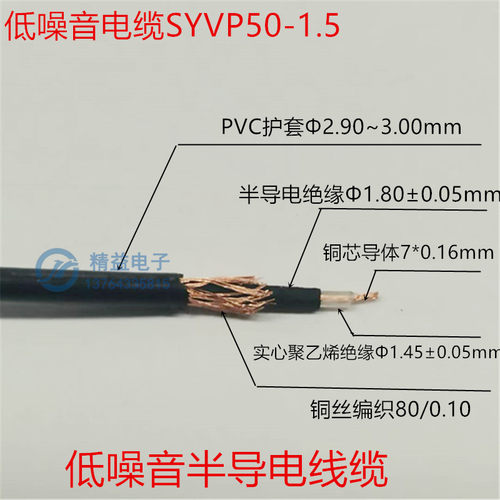低噪声传感器碳墨电缆RG174加速度电荷传感器专用STYV-2同轴线缆