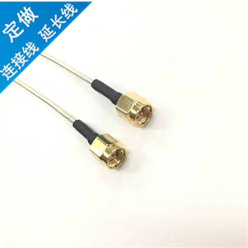 特氟龙耐高温镀银单芯RG405半柔同轴电缆50欧姆 优质镀金SMA双公内螺内针信号线 默认长度20公分 ，可订制任意长度 。