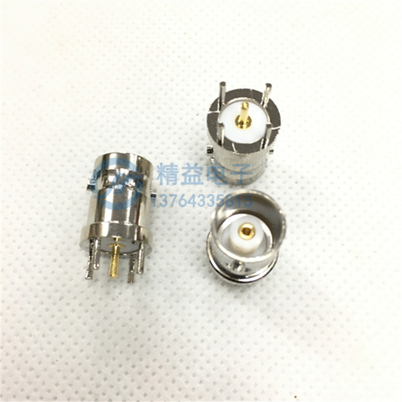 BNC-KE接头 四脚BNC母座 180度立式  bnc-pcb焊板式4脚BNC插座