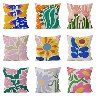 多巴胺花朵艺术现代简约创意礼物艺术印花床头沙发客厅抱枕装饰