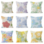 油画小花小清新艺术印花卧室客厅沙发抱枕装 饰品花边现代简约靠枕