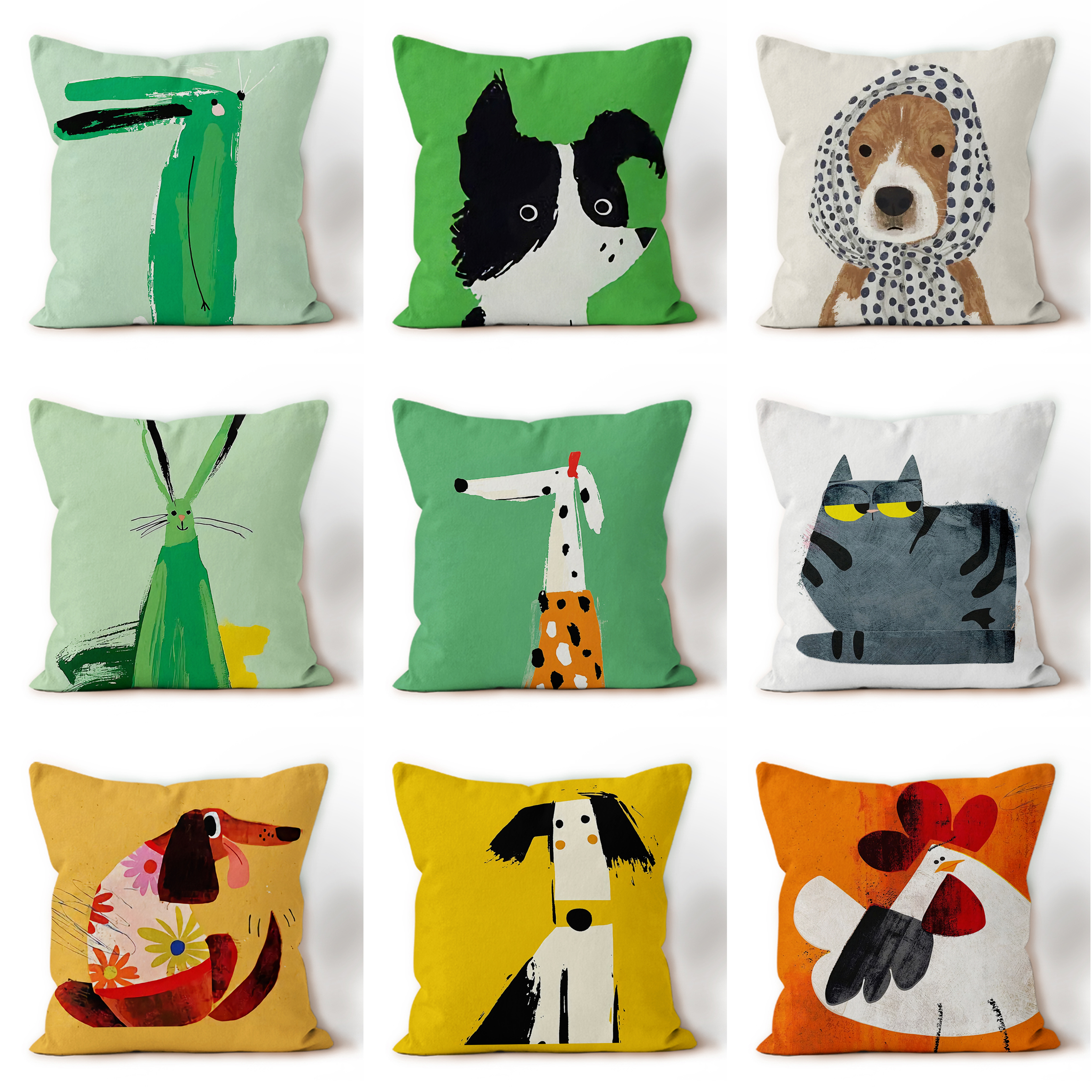 ins卡通动物靠枕创意客厅抱枕沙发装饰简约现代印花设计靠垫组合