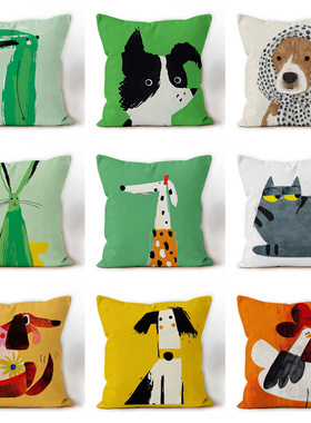 ins卡通动物靠枕创意客厅抱枕沙发装饰简约现代印花设计靠垫组合