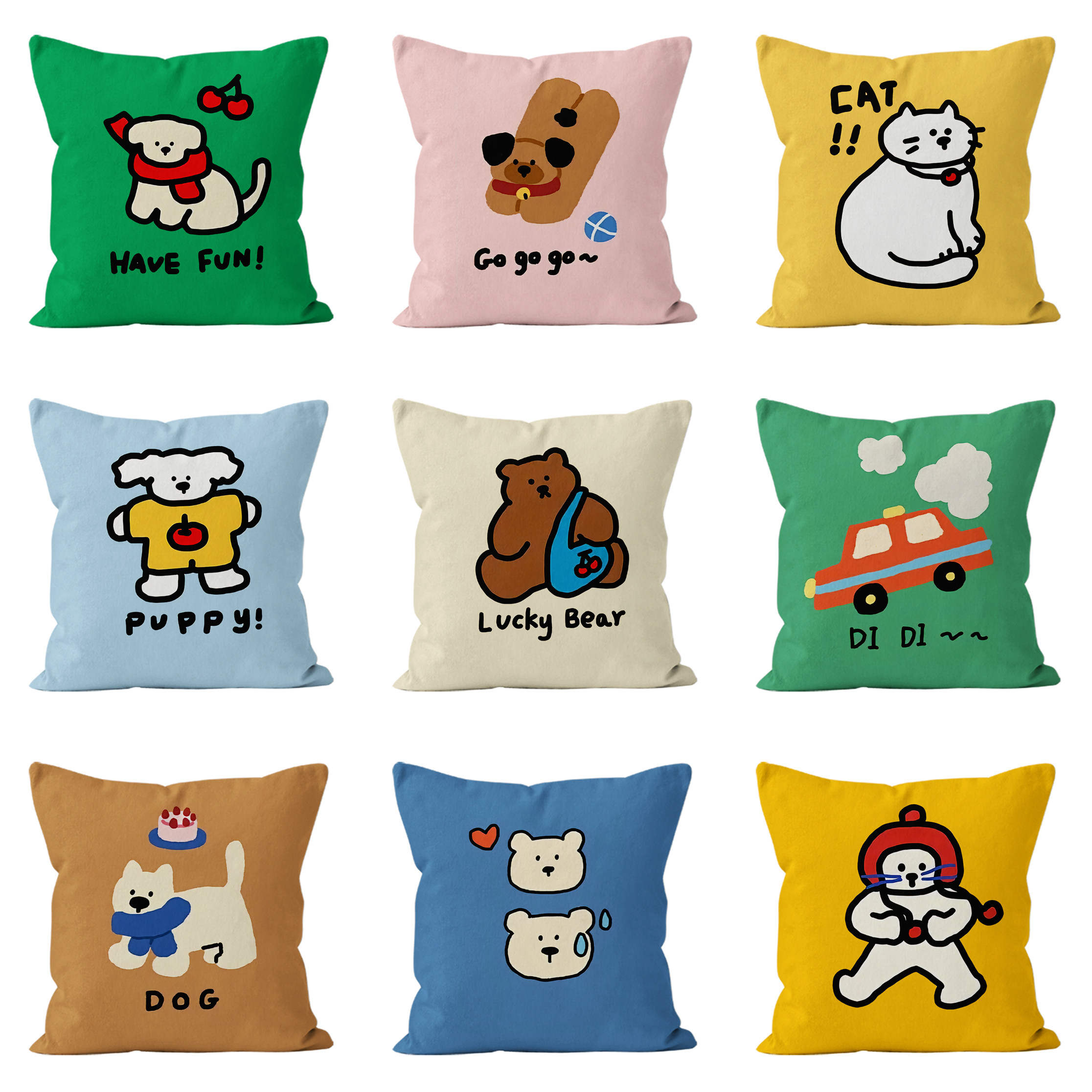 复古卡通可爱创意方抱枕现代简约印花设计现代抱枕沙发靠枕礼物