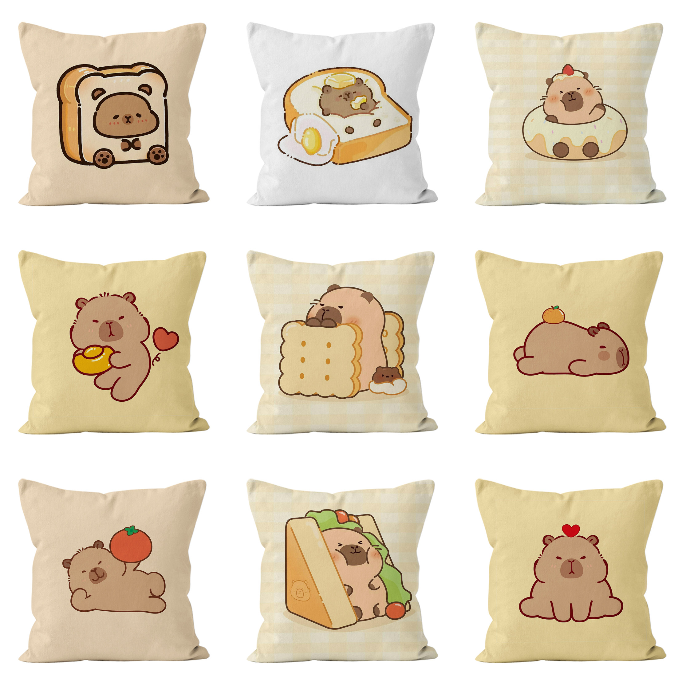 卡皮巴拉水豚抱枕可爱卡通二次学生靠枕客厅沙发靠垫套双面枕套