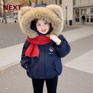女童KT猫派克服加绒加厚中小童连帽保暖棉衣冬装 NEXT ZYU官方正品