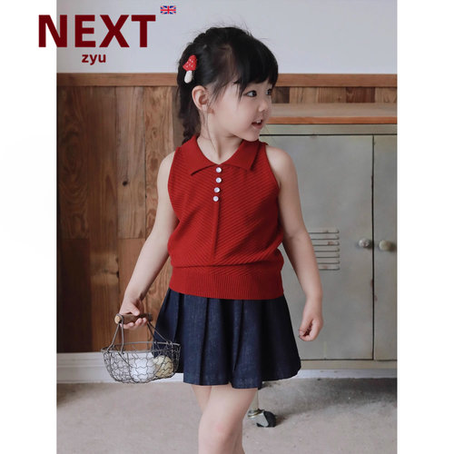 nextzyu官方正品复古红针织上衣