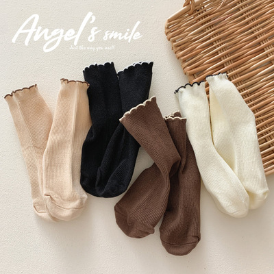 女童复古色公主花边双针潮袜