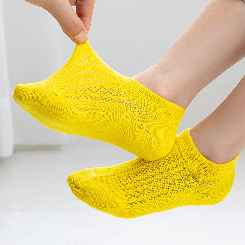 儿童船袜夏季薄款网眼纯棉浅口不掉跟短袜韩版糖果色宝宝隐形袜