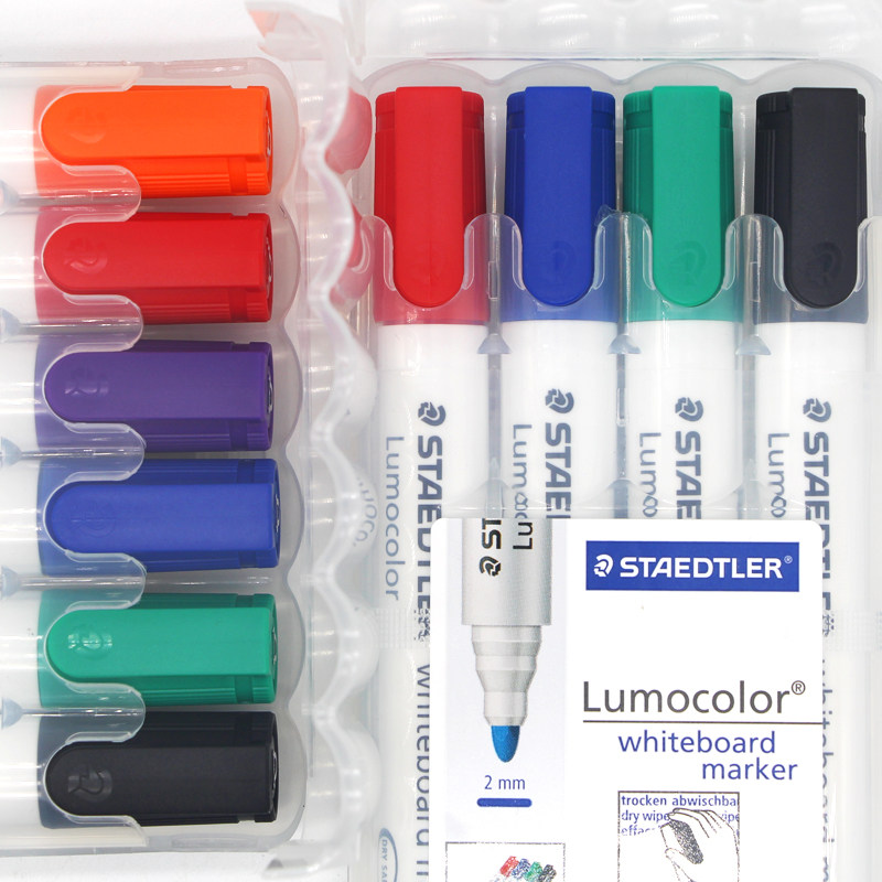 독일 STAEDTLER 351 화이트보드 마커 닦기 쉽고 건조 방지 둥근 헤드 화이트보드 마커 펜 4색 6색세트