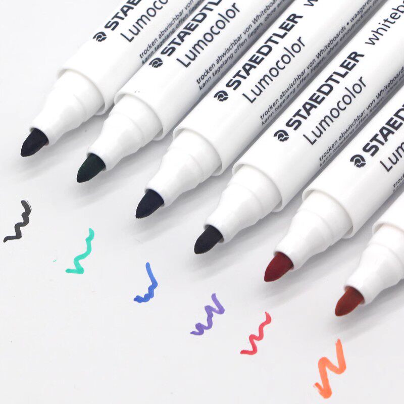 독일 STAEDTLER 351 화이트보드 마커 닦기 쉽고 건조 방지 둥근 헤드 화이트보드 마커 펜 4색 6색세트