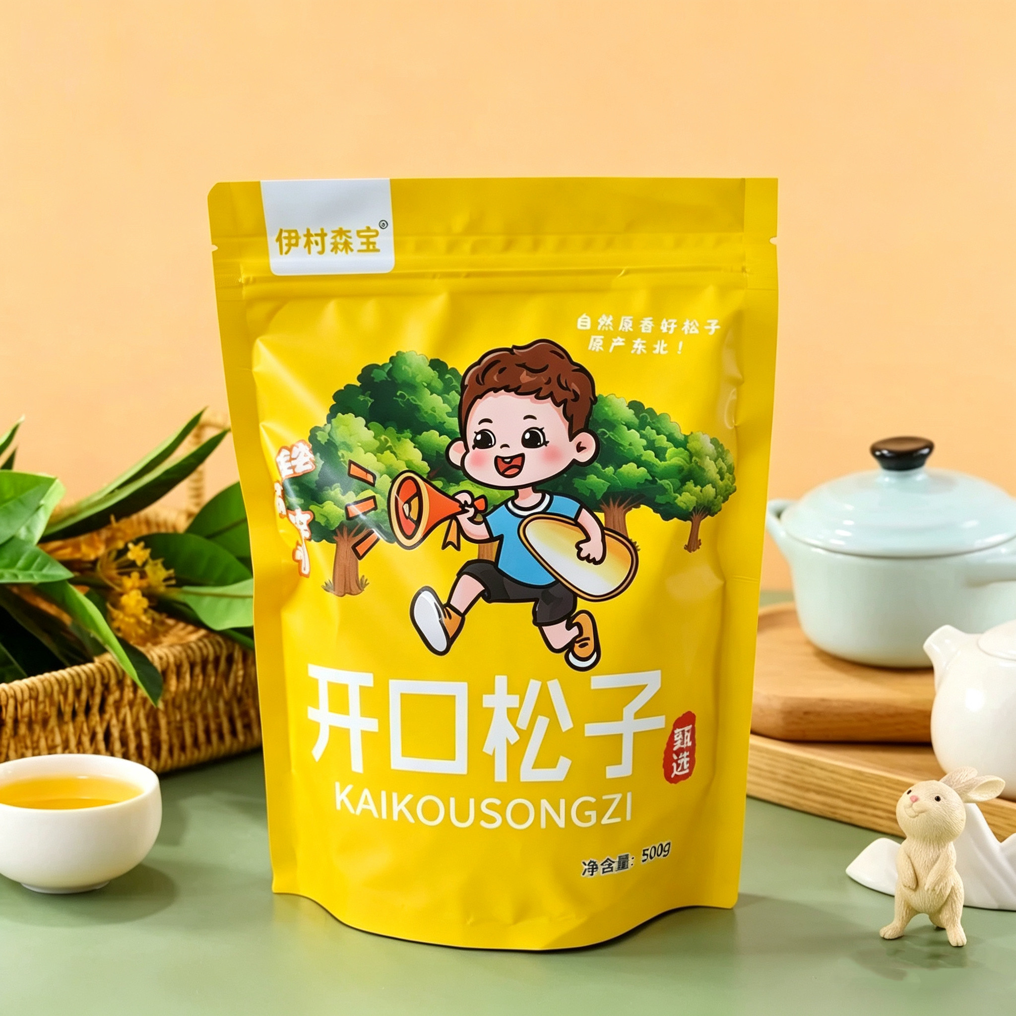 森宝开口松子东北伊春特产人工开口零食坚果年货炒货东北大松子