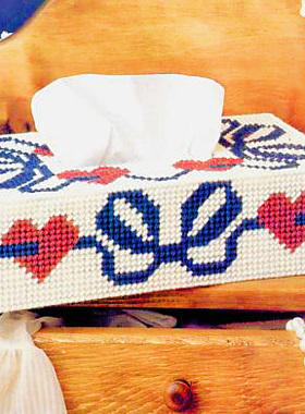 手工立体绣3D十字绣新款客厅纸巾盒抽纸盒蝴蝶结C36制作材料