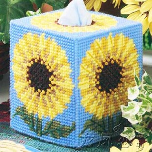 立体绣3D十字绣新款 客厅毛线绣纸巾盒卷纸盒向日葵花B18制作材料