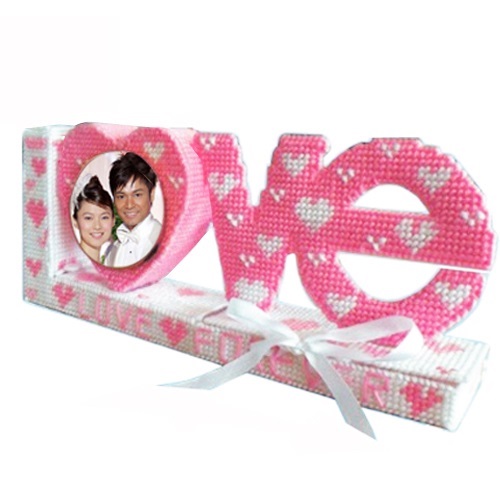 立体3D毛线十字绣新款客厅书房情侣爱情人节LOVE相框笔筒制作材料