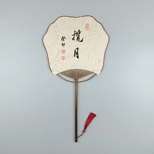 手写题字定制古风复古风服饰女古装走秀拍照古典手绘长柄团扇