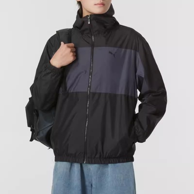 PUMA彪马梭织夹克男新款连帽运动服防风跑步训练服宽松外套684107