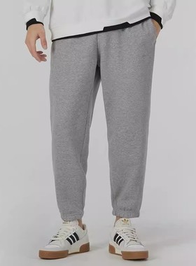 阿迪达斯长裤男冬季新款运动裤加绒保暖裤子灰色卫裤束脚裤IJ6882