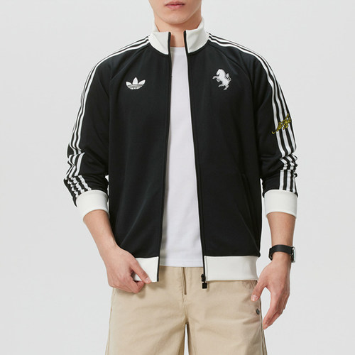 2026新款Adidas三叶草男装JUVE OG TT立领修身运动休闲外套KB4452