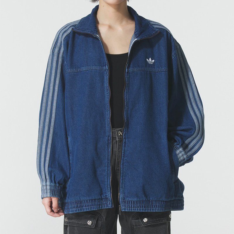 正品阿迪达斯三叶草女装牛仔外套DENIM OS TT宽松休闲夹克JY2897
