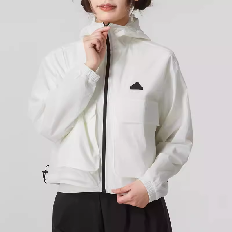 阿迪达斯梭织连帽夹克女子2024夏季新款宽松防风衣薄款外套IS0660