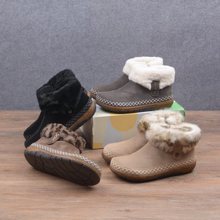 加拿大原单外贸出口加绒保暖真皮靴子男女款短筒雪地靴棉鞋女鞋