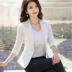 新款白色女七分袖小西装外套