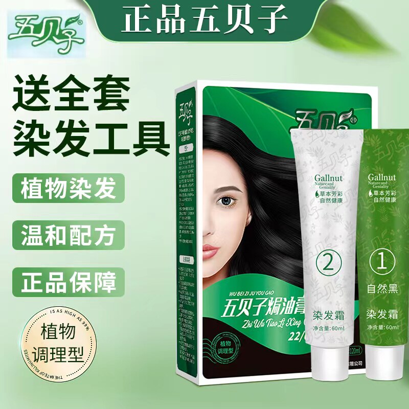 包邮五贝子植物彩语染发剂染发护发二合一染发栗棕黑染发膏焗油膏