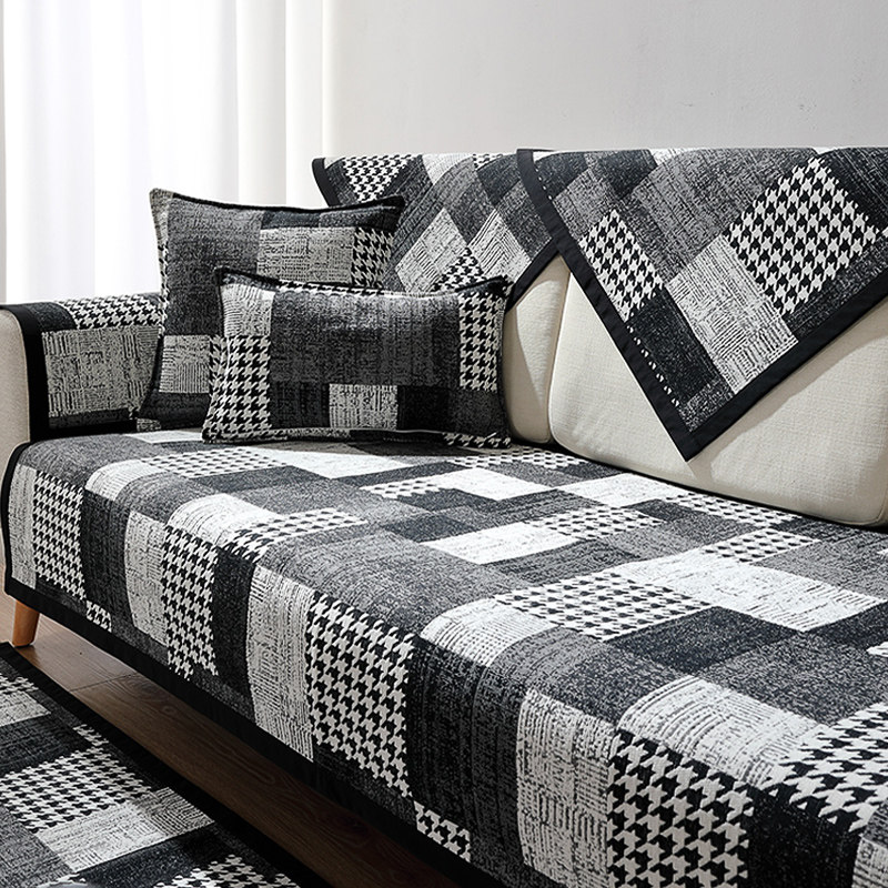 千鸟格沙发垫坐垫防猫抓沙座垫靠背巾沙发盖布北欧四季通用防滑,居家布艺,沙发垫,淘宝优惠券,粉丝福利购,淘宝优惠卷