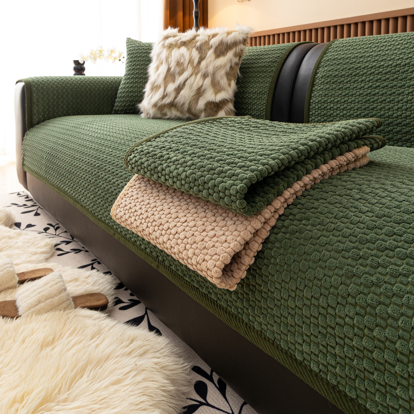 结婚喜庆沙发垫子2025新款冬季毛绒圣诞过年红色固定防滑坐垫盖布,居家布艺,沙发垫,淘宝优惠券,粉丝福利购,淘宝优惠卷