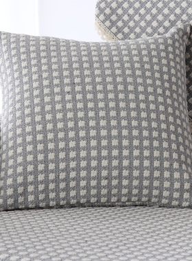 沙发纯棉抱枕套45x45不含芯灰色腰枕棉麻靠枕客厅长方形大号靠垫