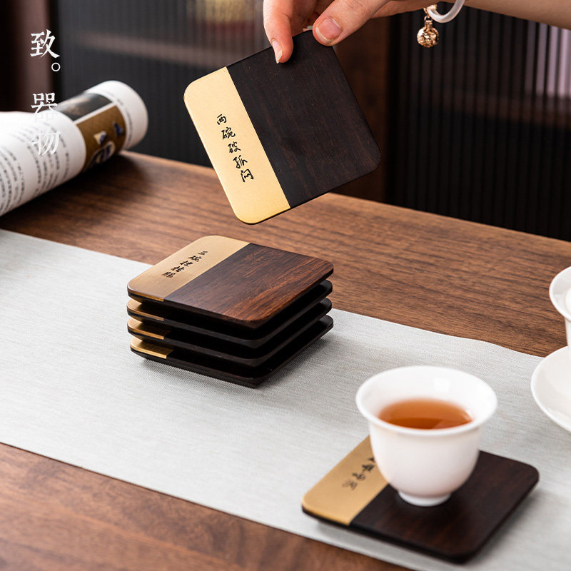 知器家七碗茶诗杯垫实木垫隔热垫茶道咖啡茶杯垫子茶托办公室泡茶