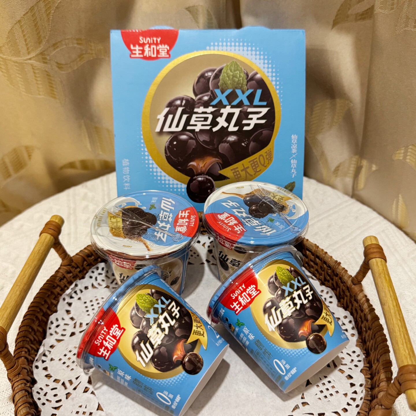 生和堂仙草丸子凉茶椰果植物饮料4杯装0脂肪0色素0防腐剂解馋零食