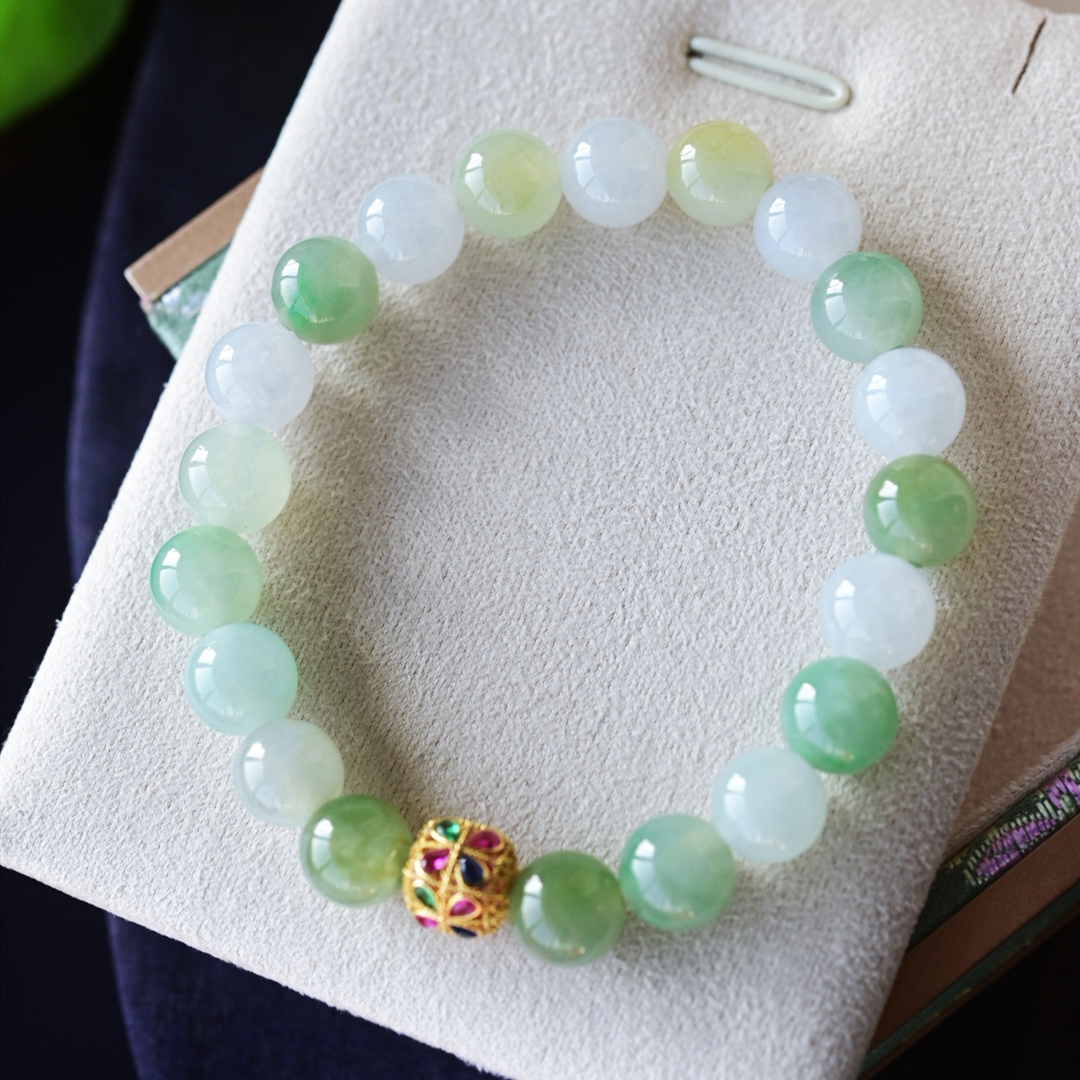 一斤钻戒天然缅甸A货翡翠18K金