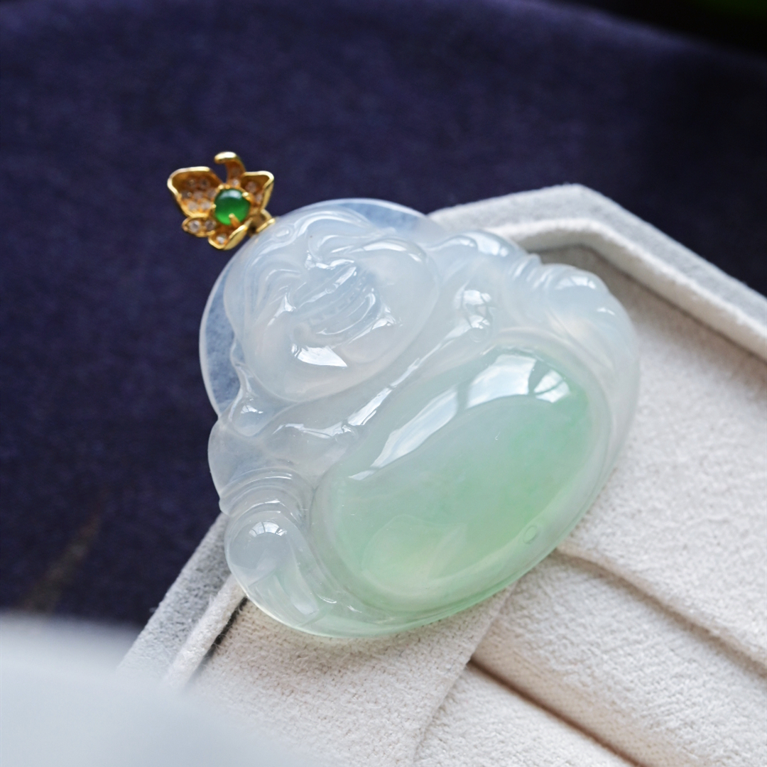 一斤钻戒天然缅甸A货翡翠18K金