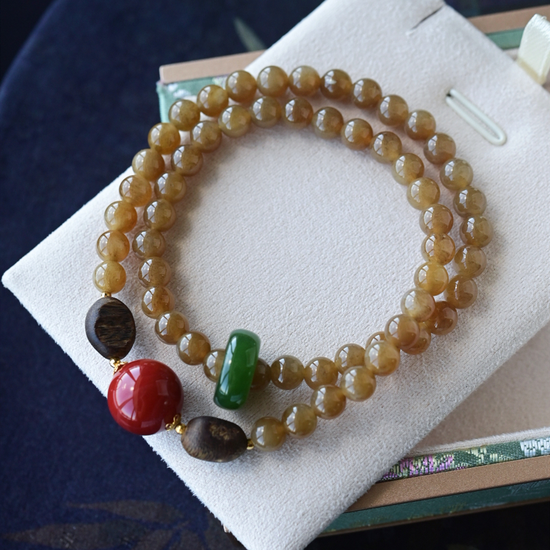 一斤钻戒天然和田糖玉手链