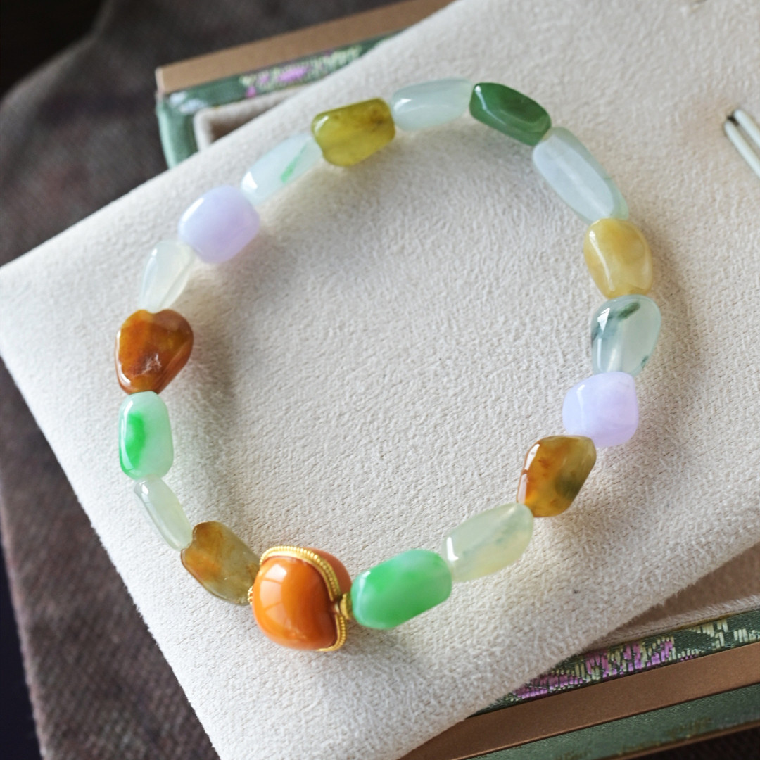 一斤钻戒 天然缅甸A货翡翠手串 随型多宝翡翠手串 18k金蜜蜡,珠宝/钻石/翡翠,手链/手串,淘宝优惠券,粉丝福利购,淘宝优惠卷