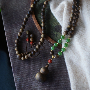 18K金碧玉南红沉香葫芦 油脂丰富浓郁 一斤钻戒 天然沉香手链项链