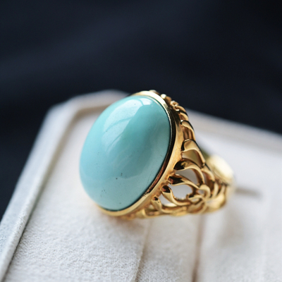 一斤钻戒天然原矿绿松石18K金