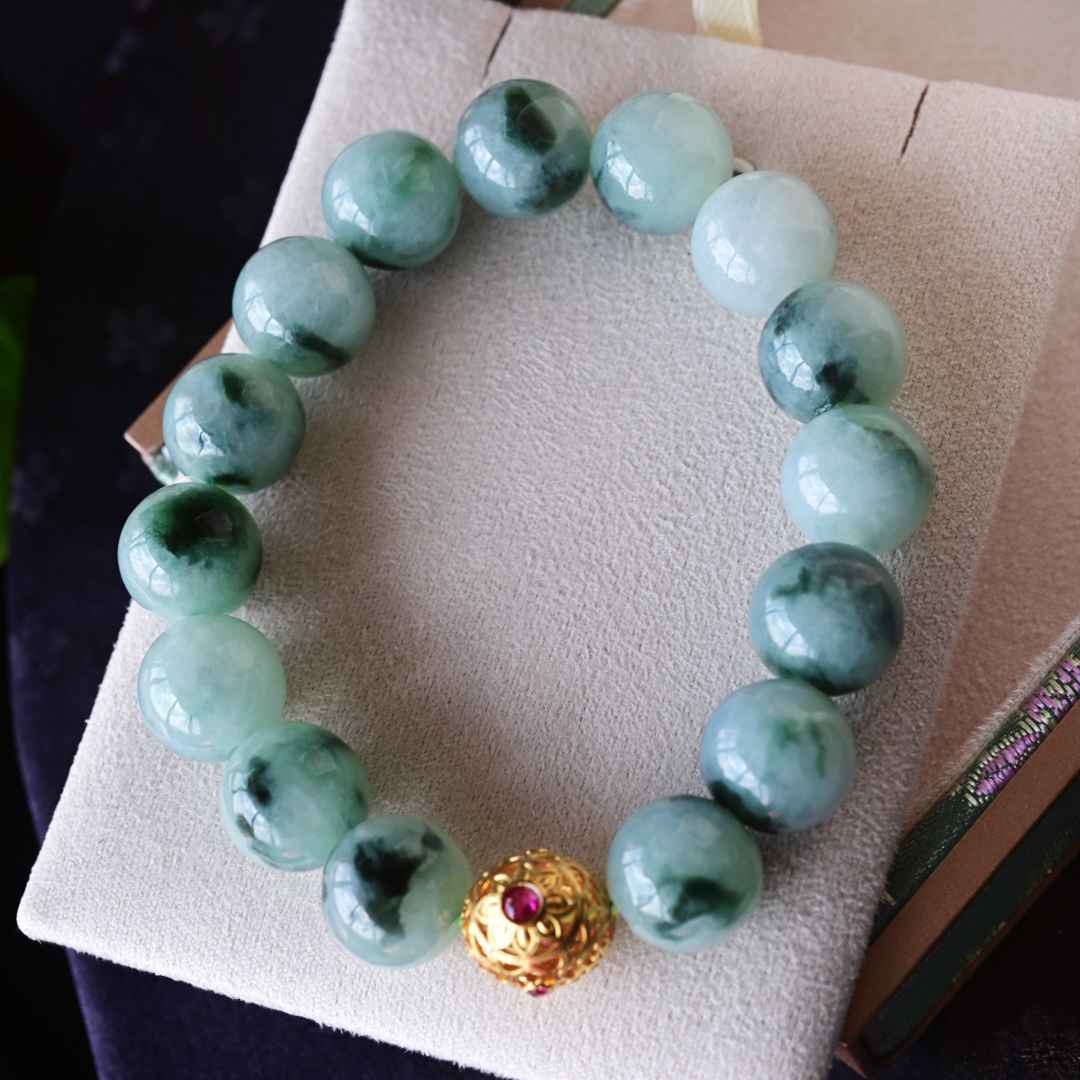 一斤钻戒天然缅甸A货翡翠18K金