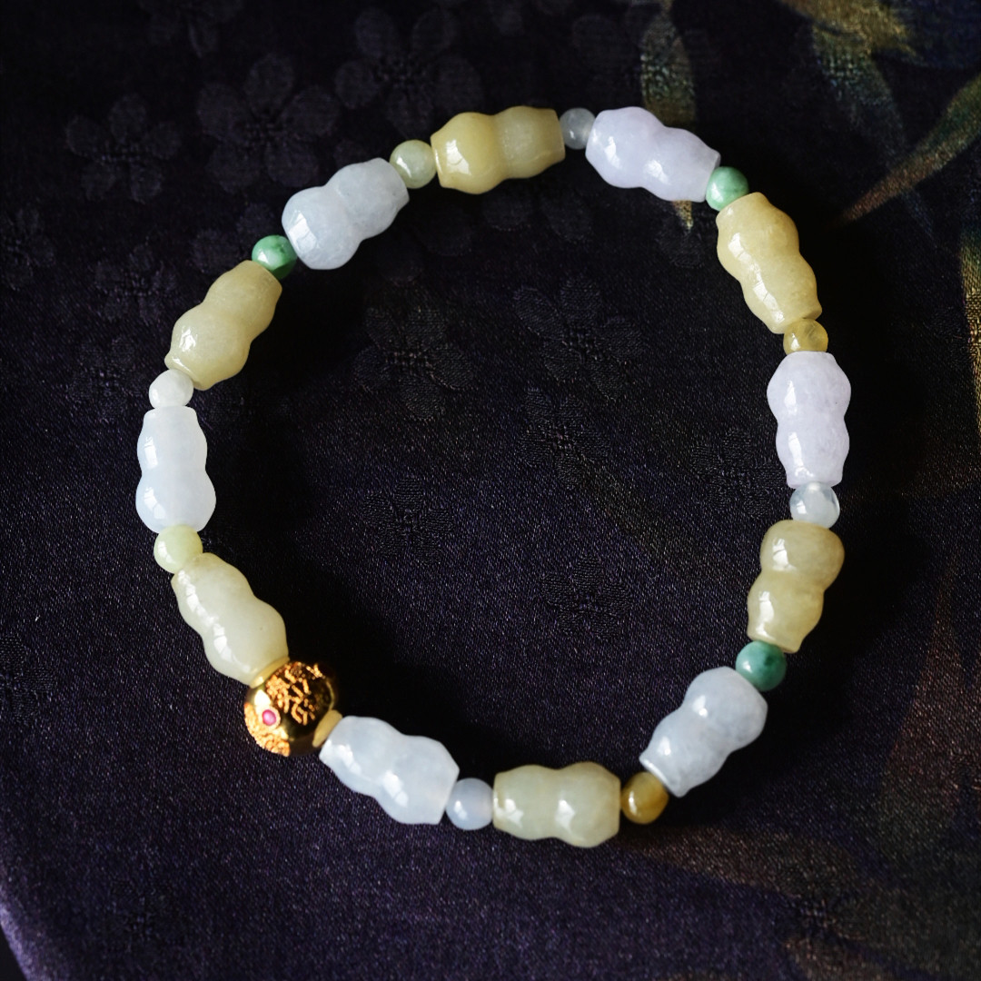 一斤钻戒 天然缅甸A货翡翠手串  翡翠葫芦手串 18k金