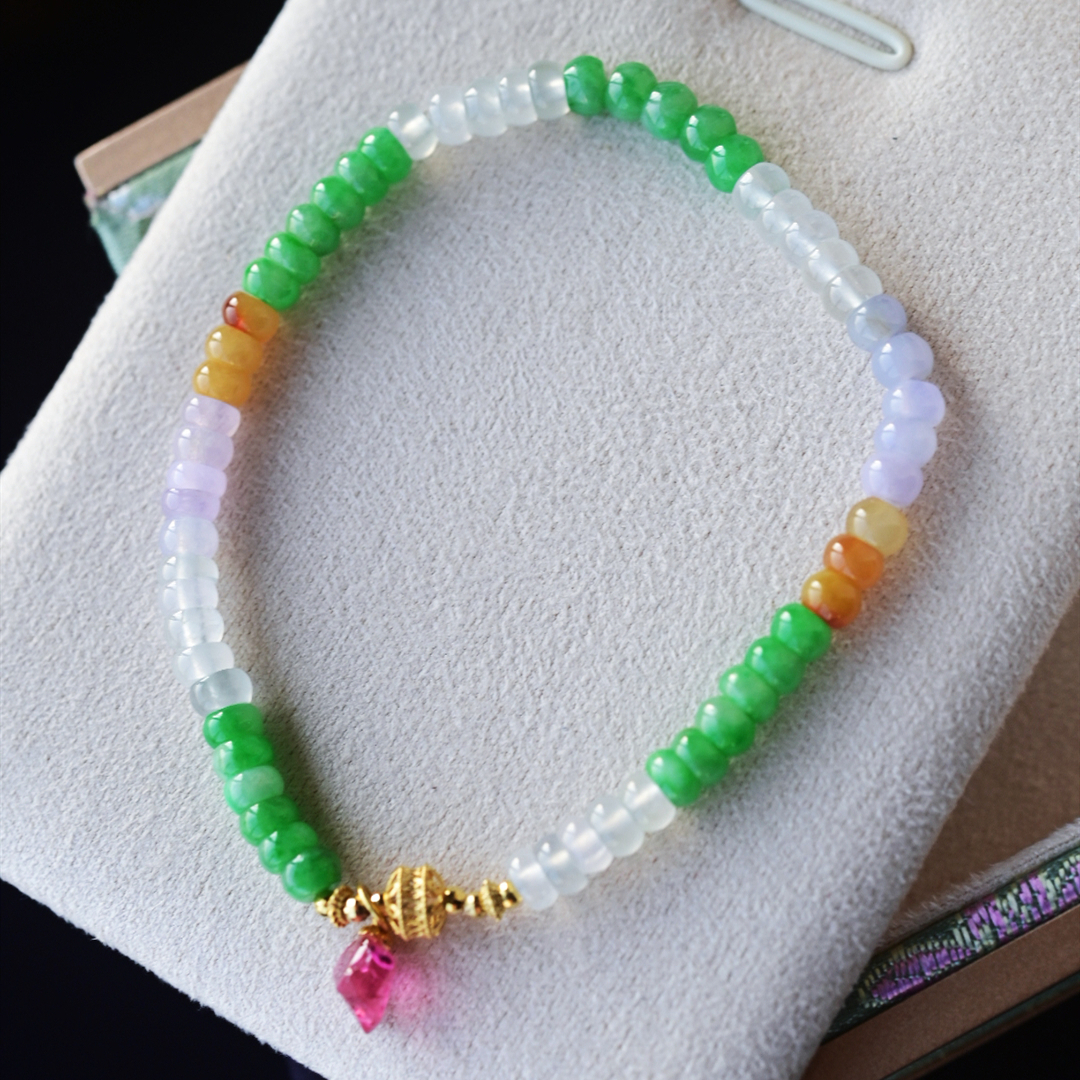 一斤钻戒天然缅甸A货翡翠18K金